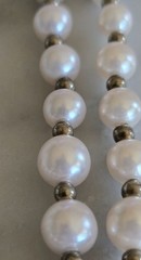 Faux Pearls Silver Tone Beads Double Strand 8.5 In Necklace