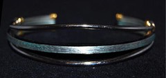 Vintage Speidel Gold Tone Top & Bottom Bars w/ Silver Tone Center Cuff Bracelet