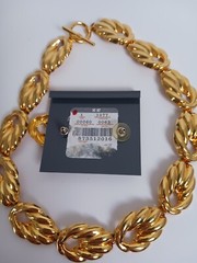 Vintage Casual Corner Choker Necklace With Earrings Goldtone