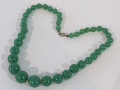 Vintage GRADUATED CHRYSOPRASE Hand Knotted BEAD 15″ Choker Collar Necklace C8