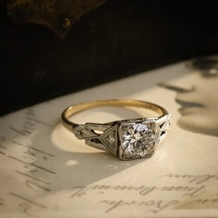 Stunning Vintage Style Geometric Art Deco Lab Created Diamond Engagement 925Ring