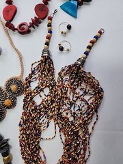 35x Vtg-Now Chunky Mixed Jewelry Lot – Wood Bone Stones Tribal Necklace Earrings