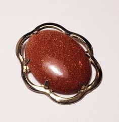 3pc LOT GOLDSTONE Gold Filled Brooch JJJ Co & 2 Goldstone Necklaces Vtg jewelry