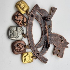 Vintage Mixed Metal Rocking Horse Los Animales Charm Pin Brooch LC Liz Claiborne