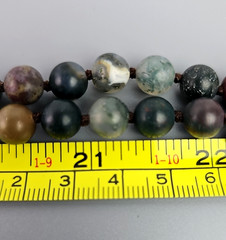 Vintage Frosted Indian Agate Necklace 56 in Matte Green Stone Beads Long Strand
