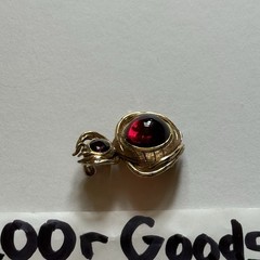 Vintage 14K Yellow Gold Rhodolite Garnet Spider Beetle Insect Brooch Pendant