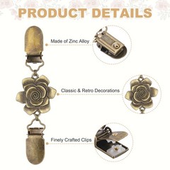 3Pcs Dress Clips Back Cinch, Sweater Clips (Rose Flower, 3 Colors)