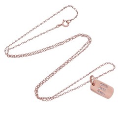 Cubic Zirconia Rose Gold-Plate “M” Dog Tag Necklace | 18″