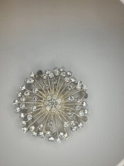 Vintage Brooch Silvertone Width 2″ 1 missing piece see pic