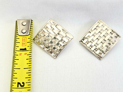 Sterling Silver Clip Earrings Hammered Woven Basket Weave EUC 9.6 Grams Vintage
