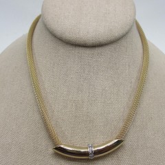 Vintage Mesh Necklace Rhinestone Accents Signed Avon Choker 15 Inch