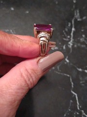 Vintage Lab Created Amethyst Ring Gold-Plated .925 Sterling Silver Size 5 1/2