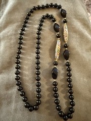 Vintage Onyx and Cloisonné Beaded Necklace