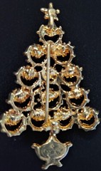 Vintage Jewelry Christopher Radko Christmas pin signed Rhinestone 2.5 in approx
