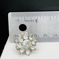 Vintage Clear Rhinestone Atomic Starburst Glam Brooch Screw Back Earrings Set