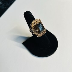Beautiful Antique 14k Rose Gold And Large Smoky Quartz Ring