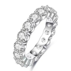 Round Moissanite Wedding Ring Full Eternity Band Stackable Tennis 9 NWT