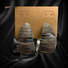 Vintage 1980s Earrings Wire Wrapped Hoops Silver Tone Chunky Pierced Carded