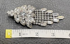 Vintage Juliana D&E Rhinestone Dangle Fringe Brooch Pin Pendant Silver Tone