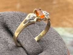 10K Solid Yellow Gold Orange Tourmaline and Diamond Ring Size 6–580.25