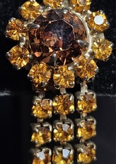 Vintage Chandelier Screw back Earrings Amber & Brown Apricot hues Gold Tone 45mm