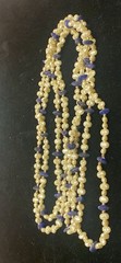 Vintage Necklace Rice Pearls And Lapis 70″ In Length Many Fashion Options