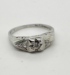 Vintage Ring O Romance Gross Co 18k White Gold Filigree .06 Ct Diamond Ring Sz 6