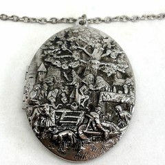 Vintage Revlon Heirloom Solid Perfume Locket Pendant Necklace Silver Tone In Box