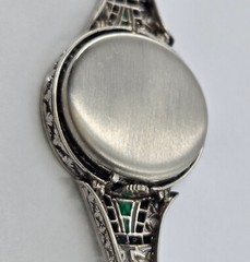 Important Deco Black, Starr & Frost Platinum Diamond Emerald Bracelet Wristwatch