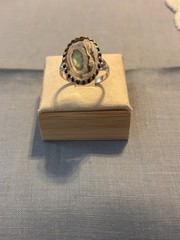 Vintage Sterling Silver Abalone Shell Ring Size 7 Oval Southwestern Estate
