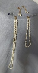 Vtg 3 pc Pearl Seed 17′ Long Necklace w/Pearl Earrings & Pearl Bracelet 7 1/2