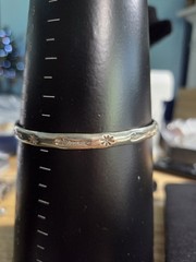 Mexico 925 Sterling Silver Fish Star Stamped Bangle Bracelet 8.25″ 16.77g