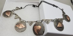 800 Silver Arabic Marked Egyptian Storyteller Filigree Panel Link Necklace
