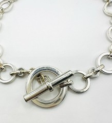 Ralph Lauren RLL Ring Round Links Silvertoned Toggle Closure #27-26
