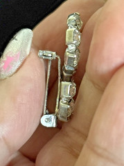 Vintage Rhinestone Letter [S] Silver Tone Pin Brooch 1.25in