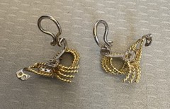 Natural Diamond Earrings Estate Vintage Rope Swirl Omega Clip 14K Gold 10.8g