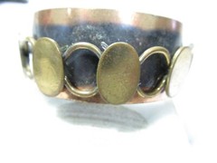 Copper and Brass Mixed Metal Odd Design Cuff Bracelet Vintage