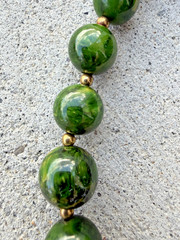 Vintage Bakelite Catalin Chunky Boho Necklace 27” 76.9g Tested Green Beads Deco