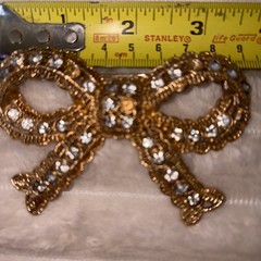 Rhinestone Large Bow Brooch 3 1/2 Inches