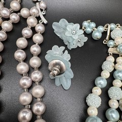 TITLE Vintage Pastel Beaded Jewelry Lot Necklaces Earrings Pearl Glam Retro