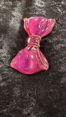Vintage Transparent Pink Lucite GP Thread Bow Brooch Pin 2 Inch
