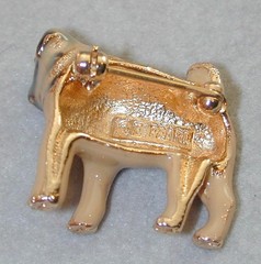 Vintage Erwin E Pearl Gold Tone Enamel PUG Dog Pin