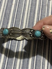 Lot Of 2 VTG Styled Bracelets Turquoise Cuff Blue Cat Eye Link Bracelet Unmarked