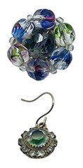 Vintage 1950’s Multi-Color Art Glass Bead Necklace Earring Set 16.5” L Germany
