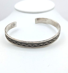 Sterling Silver Cuff Bracelet 22g Artisan Signed JLL Modernist