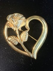 Princess Diana Memorial Heart Rose Brooch Pin Gold Tone Legacy Love RDC ❤️sj3j5