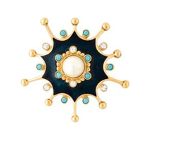 Jose Barrera Faux Pearl, Crystal & Resin Brooch/Pendant&Earrings BLUE