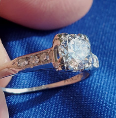 Original EARTH MINED DIAMOND Deco Engagement RING Vintage PLATINUM Solitaire 1 C