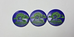 Vintage Czech Egyptian Revival Blue Lapis Glass Sphinx Round Cabochons Cabs 32mm