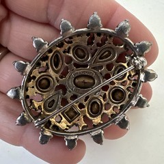 Vintage Rhinestone Brooch Made & Signed By Hollycraft Multicolor Stones Colorful